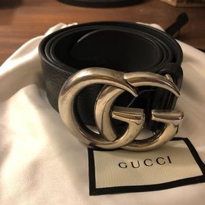 Gucci double G black and silver belt